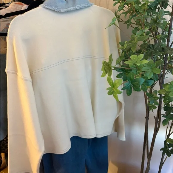 Nanette Lepore Cream and Blue Cardigan - Picture 5 of 5